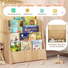Costway Kinderregal 4 Tier 57,5 x 26,5 x 59 cm Holz natur beige