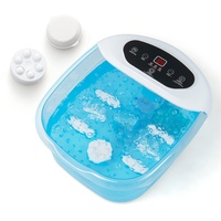 GOPLUS Fußbadewanne mit Massage & Heizung, Fußbad Massagegerät abnehmbaren Massageperlen, 35-46 °C, Elektrisches Fußbad mit Zeitschaltfunktion (Blau)