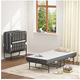 bizoemade Klappbett Erwachsene Gäste-Rollbett Reisebett Metallbett, Memory-Foam 9,5cm (1-St) Metallrahmen, tragbar, 96x190cm schwarz