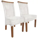 Amagohome Rattanstuhl Esszimmer Stühle Set Rattanstühle Perth 2 Stück weiß Esstisch Stühle K