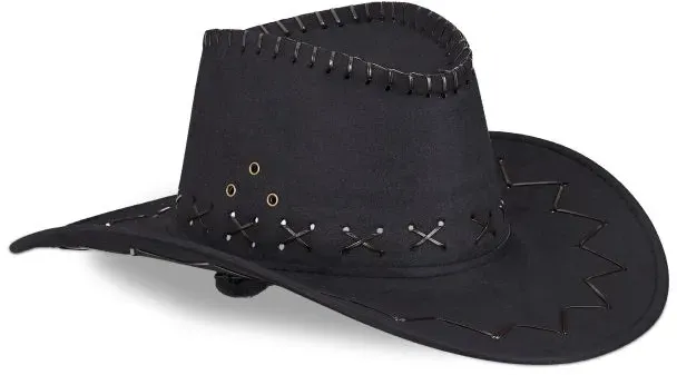 Relaxdays 2 x Cowboyhut Fasching schwarz Schwarz