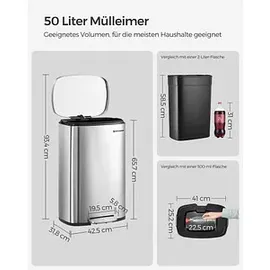 Songmics Mülleimer 50,0 l silber