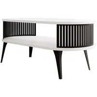 Mirjan24 Couchsitch, Schwarz, Weiß, Metall, Oval,Oval, 50x44x100 cm, Wohnzimmer,