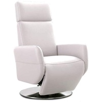 Cavadore TV-Sessel Cobra / Fernsehsessel mit 2 E-Motoren und Akku / Relaxfunktion, Liegefunktion / Ergonomie L / 71 x 112 x 82 / Echtleder Weiß