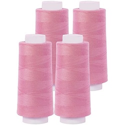 buttinette Overlockgarn im 4er-Pack, Stärke 120, 2500m-Spule, rosa