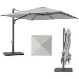 Outsunny Alu Ampelschirm 3 x 3 m 360° drehbar Sonnenschirm mit Kurbel Ständer neigbar Wasserabweisend Marktschirm höhenverstellbar Gartenschirm