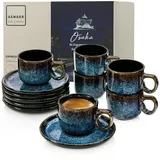 sänger Espressotasse Osaka 12 tlg., 12-tlg., Steingut, Schwarz-Blau, Handmade, Erweiterbar, VALUE COLLECTION blau|schwarz