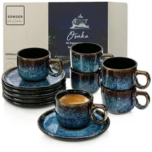 sänger Espressotasse Osaka 12 tlg., 12-tlg., Steingut, Schwarz-Blau, Handmade, Erweiterbar, VALUE COLLECTION blau|schwarz