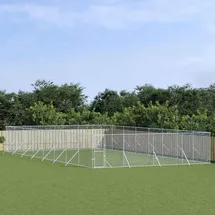 vidaXL Outdoor-Hundezwinger 8 x 16 x 2 m Stahl Silber