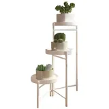 GarveeMore Blumenständer Neu Metall-Pflanzenständer Zusammenklappbares mehrstufiges Blumenregal, Kleine Topfpflanzen-Treppe Display-Regal Mit abnehmbaren Tabletts weiß