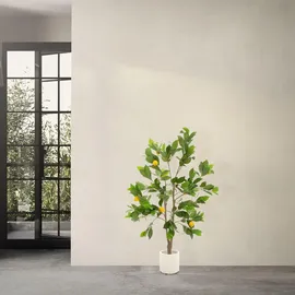 ML-Design Kunstpflanze Zitronenbaum 130 cm, aus Kunststoff,