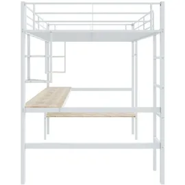 XDOVET Hochbett mit Schreibtisch 90 x 200 cm MDF weiß