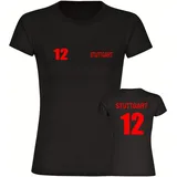 multifanshop Damen T-Shirt Stuttgart Trikot Nummer 12 Druck rot Frauen