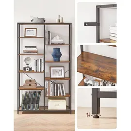VASAGLE Bücherregal 100 x 30 x 170 cm Schwarz / Braun