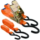 MCS Cargo Security Zurrgurt Spanngurt S-Haken 2er Set, 700kg, 4m, Zurrgurte für Ladensicherung (2-St) orange