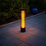 NORTHPOINT LED Solar Stehlampe Lichtsäule mit Flammeffekt Gitteroptik für Außen 59cm hoch Feuereffekt