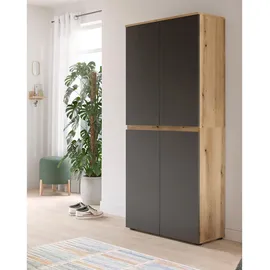 inn.furn Assino Mehrzweckschrank 70 x 175 x 37 cm Grau/Eiche/Beige
