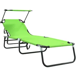 vidaXL Klappbare Sonnenliege mit Sonnendach Grüne 600D Oxford Stoff