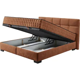 ed exciting design Boxbett ED EXCITING DESIGN "Nagol", braun (cognac), B:205cm L:214cm, 100% Polyester, Komplettbetten, mit Bettkasten, mit Wendematratze, erhältlich in verschiedenen Breiten