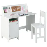 Costway Kinderschreibtisch Set Kiefer 120 x 60 cm weiß