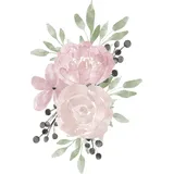 queence Wandtattoo »Ella«, (1 St.), Wandbild, Sticker, rosa, Blume, Blüte, selbstklebend, Pastellfarben rosa