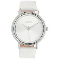 OOZOO Quarzuhr Damen Uhr Armbanduhr C10149 Weiss Lederband 42 mm