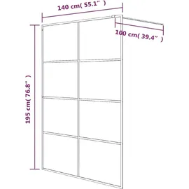 vidaXL Duschwand für Begehbare Dusche Schwarz 140x195 cm Matt ESG-Glas