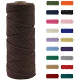 MORAINJAY Makramee Garn 2mm, Makramee Garn Braun, Makramee Baumwollgarn 2mmx100m, Baumwollkordel Natur, Baumwoll Bastelschnur für Basteln Stricken Boho Deko DIY Handwerk Wandbehang Wohnzimmer Balkon