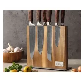 OLEIO Messerblock | Doppelter Magnet aus massivem Akazienholz | Aufbewahrung für bis zu 8 Küchenmesser | Exklusives Design und fester Halt