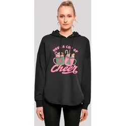 Kapuzenpullover F4NT4STIC "Have a Cup of Cheer Weihnachten", Damen, Gr. S, schwarz, Obermaterial: 100% Baumwolle, casual, oversize, Langarm, Pullover, Premium Qualität, Weihnachts-Kollection