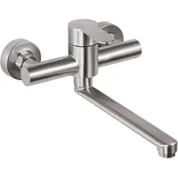 Wandmontierte Küchenarmatur, Edelstahl-wandarmatur Mit Mischbatterie, 360° Schwenkbar Für Küchenspülen, Einstellbare Warm- Und Kaltwassermenge, Verstellbare Befestigungslöcher, 23 Cm Schwenkarm, Gebür
