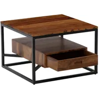 FineBuy Couchtisch FineBuy Sofatisch Massivholz 60x60x40 cm Wohnzimmertisch Schublade
