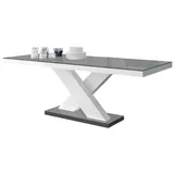 designimpex Esstisch Design Tisch HE-888 Grau / Weiß Hochglanz ausziehbar 160 bis 210 cm grau