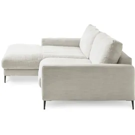 KAWOLA Ecksofa Cara Cord Recamiere links hellgrau