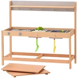 Vevor Matschküche 1000x360x885 mm, Kinderküche, Holzspielzeug-Spielküchenset mit Zubehör, Outdoor-Spielset, Rollenspiel-Outdoor-Küche für Jungen und Mädchen, Kleinkinder-Spielküche mit Herd und Spüle