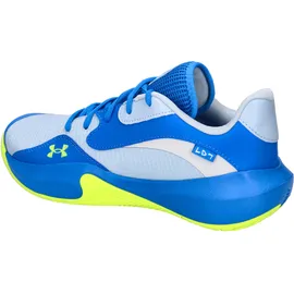 Under Armour Herren Basketballschuhe Lockdown 7 Low, leichter Basketball Schuh, robuste Sportschuhe für Outdoor- und Hallensport, atmungsaktive Turnschuhe,Blue Calm / Blue Atlantis / High Vis Yellow,43