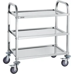 VEVOR Servierwagen Rollwagen Laborwagen 3-stufiger Mobiler Laborwagen Edelstahl 181kg Laborklinik Medizintechnik