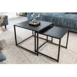Riess-Ambiente 2er Set SLIM LINE 50cm schwarz Marmor-Design Metallgestell Couchtisch
