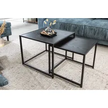 Riess-Ambiente 2er Set SLIM LINE 50cm schwarz Marmor-Design Metallgestell Couchtisch