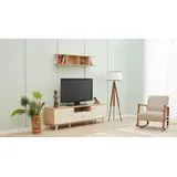 Schaukelsessel TV Ständer Wandregal Beige Wohnzimmer Set Holzmöbel Modern