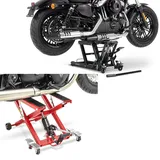 Set: Motorrad Hebebühne Midlift XL bis 500kg rot ConStands mit Hebebühne Midlift L bis 680 kg sw