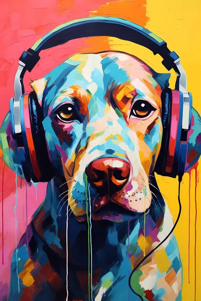 Acrylglasbild DOGGY SOUND - bunt