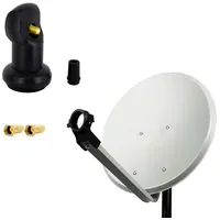 PremiumX 45cm Satellitenschüssel Stahl Hellgrau Satelliten-Antenne SAT Anlage Single