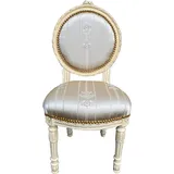 Casa Padrino Barock Salonstuhl Creme / Gold - Handgefertigter Antik Stil Stuhl mit edlem Satinstoff und elegantem Muster - Barock Möbel