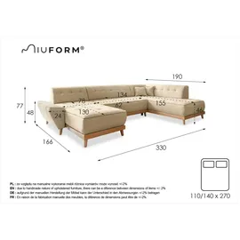 miuform Wohnlandschaft Webstoff 330 cm türkis/Petrol