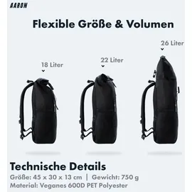 Aaron Rolltop 18–26 l schwarz