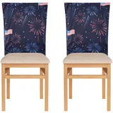 Bürostuhlbezug für Festivals (Ostern, Abschluss etc.) Stuhlhussen, 2er Set, abwaschbar, dekorative Stuhlhussen, Feuerwerk, Sterne,