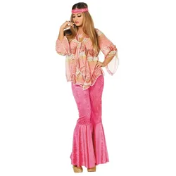 Rosa 70er Jahre Hippiekostüm für Damen - 36