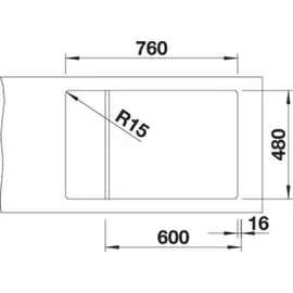Blanco Elon XL 6 S links Einbau von Oben silgranit softweiß Handbetätigung 780 x 500 mm