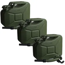 3x Benzinkanister Kraftstoffkanister Metall 10 Liter Hammerschlag Olivgrün in...